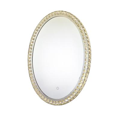 China Illuminated 3 Years Warranty CE ROHS Touch Screen Illuminated Fogless Shower Bathroom Mirror With Crystal for sale