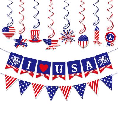 China Party Decoration Fourth of July Party Pull Flag I Love USA Banner for Independence Day Party Decoration for sale