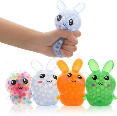 China Silicone 4 Pack Squishy Easter Bunny Stress Balls Toy For Kids Adults Relaxation Jigsaw Balls Filled With Water Beads For Relaxing for sale