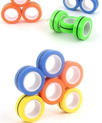 China Plastic Spinner Rings Amazon Fidgety Person Magnets Toy Camouflage Color 3 PCS Sensory Magnetic Trigger Ring for sale