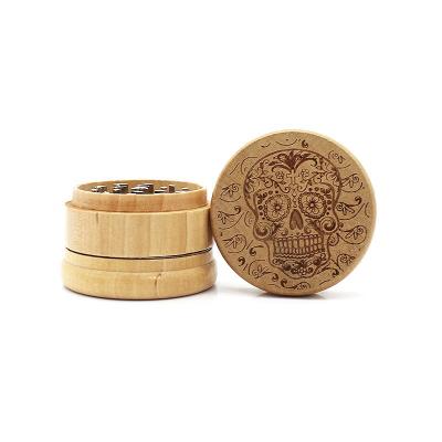 China Novelty Customized Wooden Grinder DIY Smoke Radium Radium Zinc Alloy Customer New Flat Model for sale