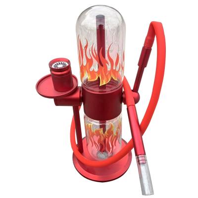 China Glass Hot Selling Red Flame Gravity Hookah For Arabic Hookah Shisha Hookah 360 Transparent Glass Hose for sale