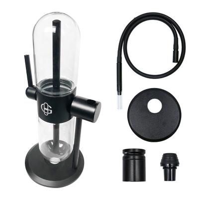 China Can rotate 360Â ° Black Metal Glass Gravity Hookah With Hose Shesha Hookah Shisha Hose Accessories 360 Degree Large Portable Gravity Glass Hookah for sale