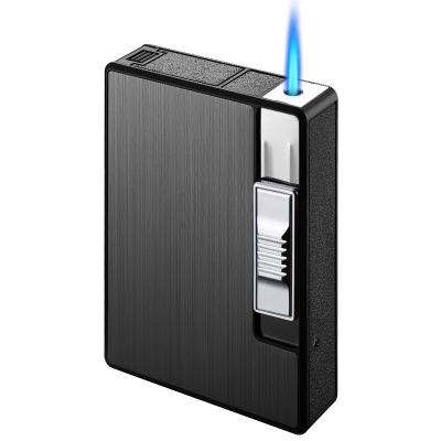 China Metal Cigarette Box Smoking Inflatable Creative Windproof Automatic Lighters Built-in Cigarette Holder for sale