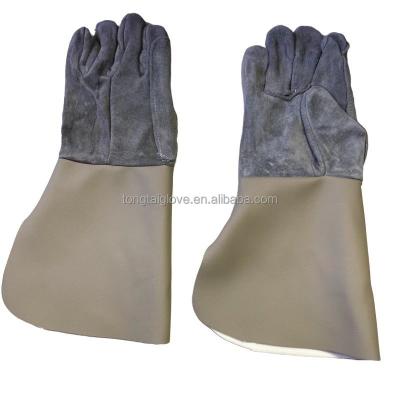 China China Factory Discount Products Anti-Slip Cow Split Faux Leather PU Leather Material Slaps Leather Welding Gloves For Safety Work for sale