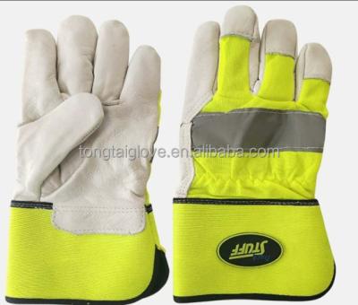 China China Factory Customized Soft Winter Work Gloves Scare Grain Leather With Fabric Fluorescent Mechanics Gloves Custom Logo for sale