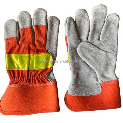 China Custom Color Cowhide Working Gloves Anti-Slip Best Split Leather Heat Resistant Safety Leather Gloves For Protection for sale