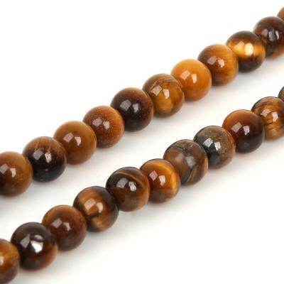 China Cute/Romantic High Quality Natural Gold Tiger Eye Agates Round Rosary Bead Stone Brown Gold 15