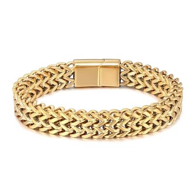 China Hip Hop Biker Hand Chain Bracelet Men's Bracelets & Bangles Black Stainless Steel Cuban Link CLASSIC Wide Gold Chain Bracelet Men for sale