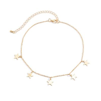 China FASHIONABLE Simple Minimalist Multiple Pendant Necklace Women Statement Gold Color Star Tassel Choker Necklaces Jewelry for sale