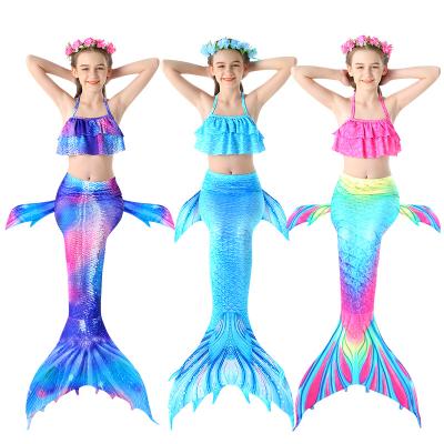 China 2021 Breathable Cola Fin Children Mermaid Tail Swimwear De Sirena Swimsuits Traje 3 PCS Little Girls Kids Baby Swimwear for sale