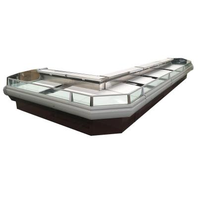 China commercial curved glass fresh meat freezer for butcher shop for sale