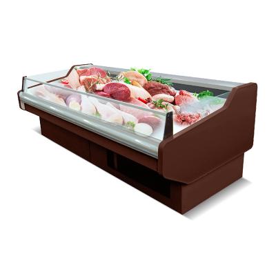 China top open fresh meat chiller for dairy product seafood display refrigerator for sale