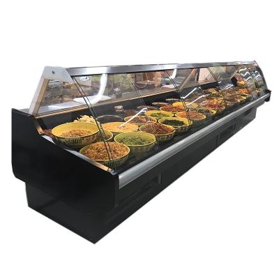 China Luxury Single temperature style Display refrigerated deli chiller/refrigerator curved glass door serve counter for sale