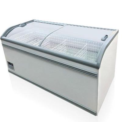 China Large capacity 2m commercial island chest freezer for dumplings, frozen meat, chicken and sea food à venda