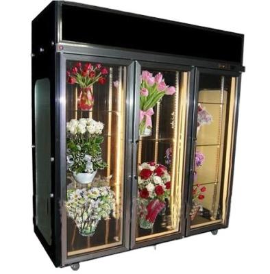 China Commercial Inside Compressor Vertical Glass Door Flower Refrigerator Fan Cooling Rose Lily Showcase for sale