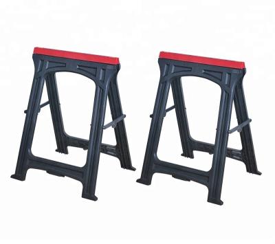 China 2x Folding Twin Pack Easel Plastic Sawhorse Non-Slip Rubber Feet Saw Horse Stands Bend Away Cutoff for sale