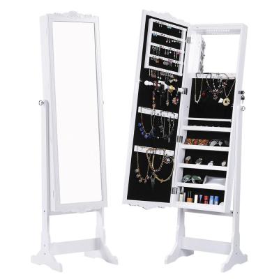 China Foldable Mirror Cabinet Mirror Frame Wooden Floor Stand Full Length Jewelry Mirror for sale