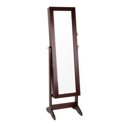 China Promotion Jewelry Floor Standing White Black Jewelry Cabinet With Mirror for sale