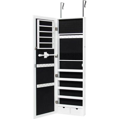 China Xinlinyuan Jewelry Armoire Modern Lockable Jewelry Cabinet Wall Door Mounted Jewelry Organizer with Drawers for sale