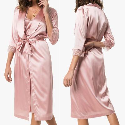 China Hot Selling 2021 Autumn Fashion QUICK DRY Long Robe Set Women's Sexy Silk Sleepwear Autumn Fashion Women's Sleepwear for sale