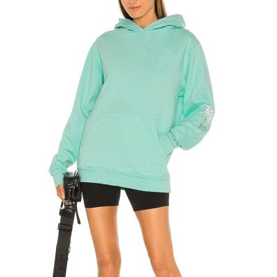 China Bright Anti-wrinkle Color Style Sweat Top Over Waist Long Sleeves Kangaroo Pocket Screen Print Oversized Loose Hoodie for sale