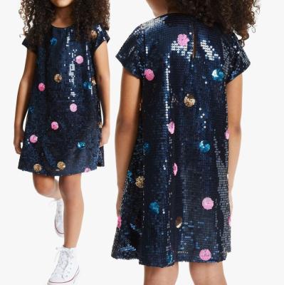 China Anti-Static Kids Clothes 100% New Promotion Full Inspection Dressmaker OEM Accept Polka Dot Sequin Girls Party Dress for sale