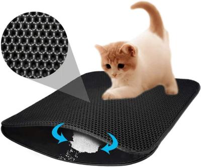 China Urine and Water Proof Stored Design Mat With Honeycomb Double Layer Garbage Mat Cat Litter Trapping Mat Kitty for sale