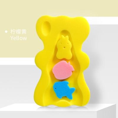 China All Natural Yellow Baby Shower Bath Artifact Can Sit And Lie Bathtub Non-Slip Net Holder Universal Pocket Bath Sponge for sale