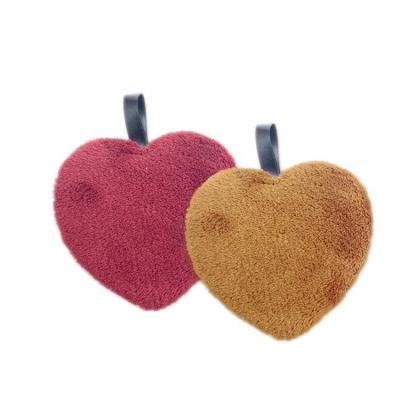 China Beautiful Face Heart Shape Facial Cleansing Pads Microfiber Makeup Remover Super Soft Reusable Pads for sale