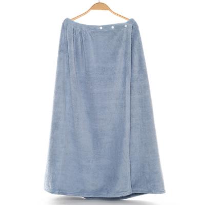 China Women Girl Microfiber Wearable Blue Towel Wholesale QUICK DRY Bathrobe Wide Bath Robe Towel for sale