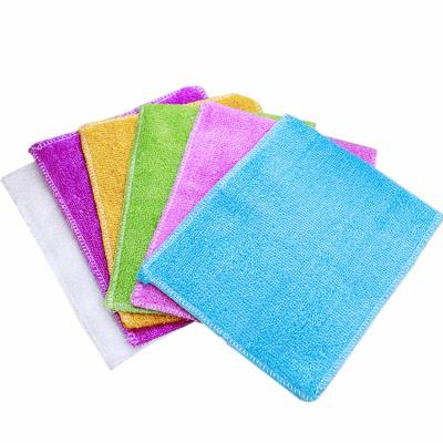 China Sustainable Microfiber Bamboo Kitchen Dish Cloth Dish Wash Oil Free Cleaning Water-absorbent Towel for sale