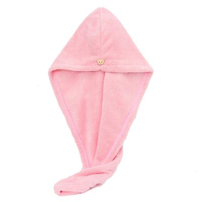 China Logo 35cm*75cm Sustainable Custom Micro Fiber Spa Microfiber Hair Drying Towel Turban Towels Pink Single Dyed Wrap for sale