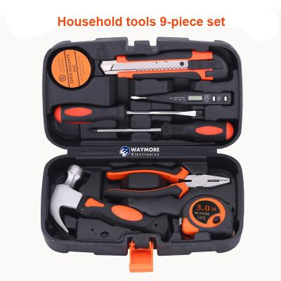 China High Quality 9pcs Home Kit Household Repair Plastic Packing General Household DIY Tool Kit Craftsman Toolbox Storage Case Hardware Tool for sale