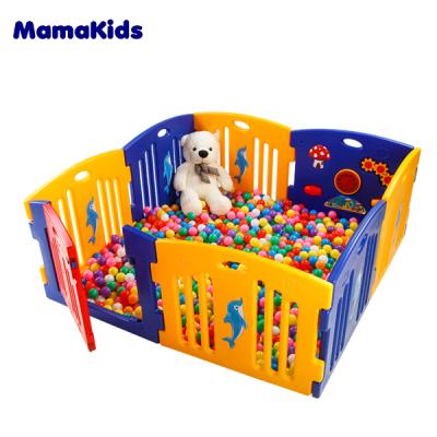 China Mamakids H0805B Plastic Folding Plastic Baby Playpen With Various Educational Parts for sale