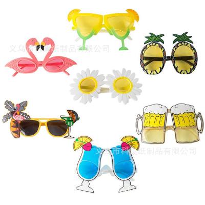 China 2022 Plastic Hawaiian Glasses Holiday Beach Party Glasses Pineapple Glass Beer Sunglasses European American Flamingo Hawaiian Plastic Glasses for sale