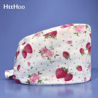 China HTTHDD High Quality Printed Medical Scrubs Breathable Work Cap Veterinarian Pet Dentist Hat Doctor Nursing Cotton Cotton Surgical Cap for sale