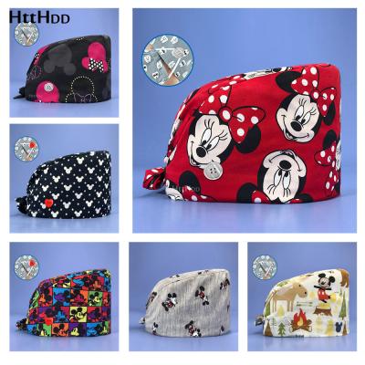 China High Quality HTTHDD Hot Adjustable Scrubs Women Unisex Printing Cotton Scrub Cap Beauty Salon Working Hats Nurse Hat Elastic Nurse Accessory for sale