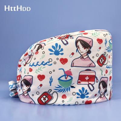 China High Quality Elastic Cute Sweat-absorbent Cute Operating Room Nurse Surgical Cap Clinic Pediatrician Medical Nursing Beautician Hat for sale