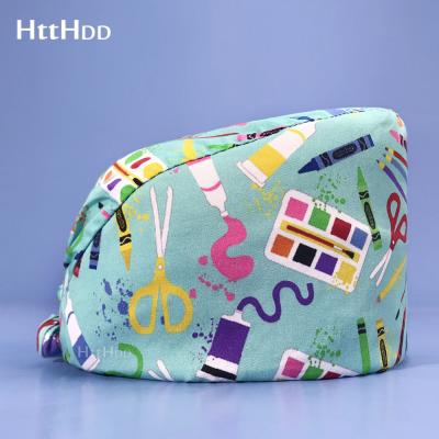 China High Quality Breathable Tieback Cute Surgical Medical Scrubs Hat Doctor Nursing Hat Dentist Pet Vet Lab Breathable Hat for sale