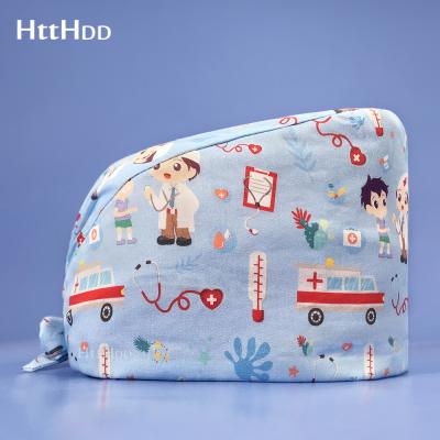 China High Quality Breathable Cute Elastic Operating Room Nurse Surgical Cap Pharmacy Clinic Pediatrician Medical Nursing Beautician Hat for sale