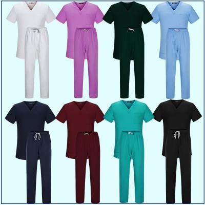 China High Quality High Quality V-Neck Workwear Unisex Spa Uniforms Pet Grooming Establishments Scrubs Beauty Salon Set Clothes Scrubs Top Pants for sale