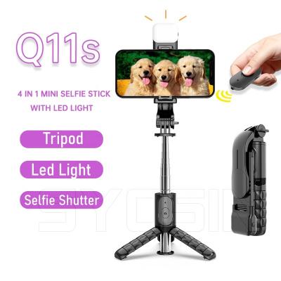 China Tripod/Remote Controller Mini Size/Led 2022 Lightweight Portable Selfie Stick Q11s With Wireless Tripod Shutter Mini Phone Selfie Desktop 360 Rotation for sale