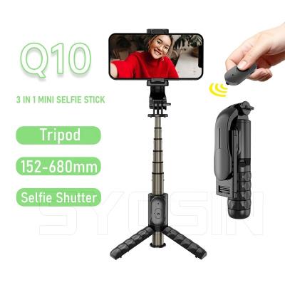 China 2021 Height Lightweight Mini Selfie Stick Tripod Q10 Wireless Shutter Tripod/Mini Remote Controller for SYOSIN Phone Sports Desktop Live Camera Tripod for sale