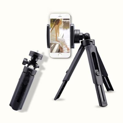 China Mini ABS Mobile Phone Camera Tripod Holder Tripod Stabilizer Phone Camera Holder Travel Selfie Stick Grip for sale