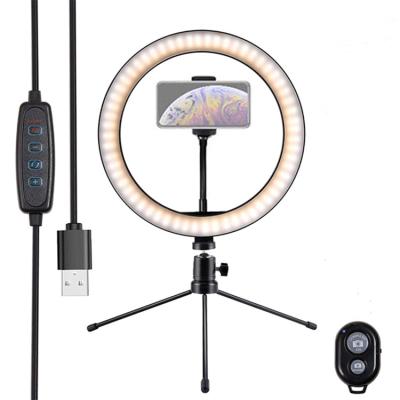 China ABS+Aluminum 10 Inch Led Lamp Selfie Ring Light With Tripod Stand And Phone Holder Ring Light Tripod for sale