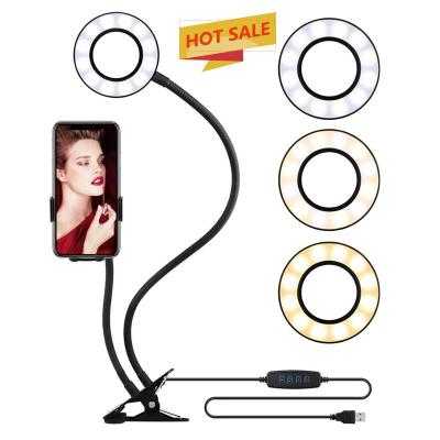 China Makeuplight Flexible 3.5 Inch Table Selfie Ring Light With Cell Phone Holder 2 Clips In 1 Mini Ring Light for sale