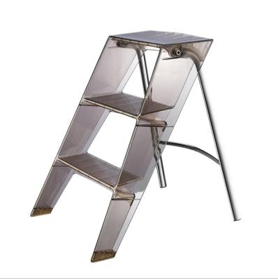 China Folding Ladders Household Folding Modern Home Rack Storage Stand Living Room Transparent Acrylic Step Ladder for sale