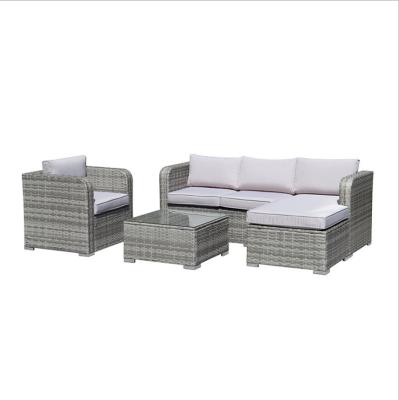 China Modern Outdoor Rattan Sofa Set Wicker 5 Seater Sofa Dining Metal Frame Set for sale