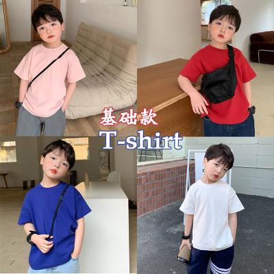 China Handsomesummer boy's style solid color base sleeve short sleevetT-shirt new western style breathable children's half sleeve bottoming shirt for sale